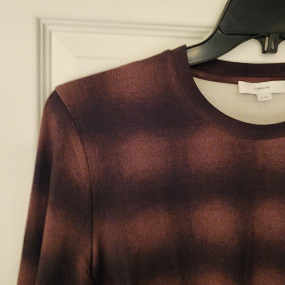 VINCE Long-sleeved Crewneck Ruched Side Top In Blk/Brown Size XL - Picture 6 of 12